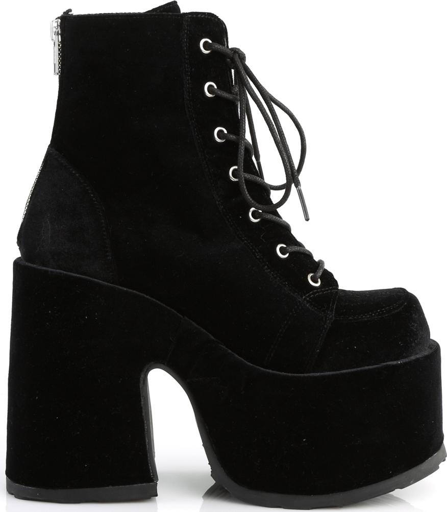 CAMEL-203 [Black Velvet] | PLATFORM BOOTS [IN STOCK] at $186 only from Beserk