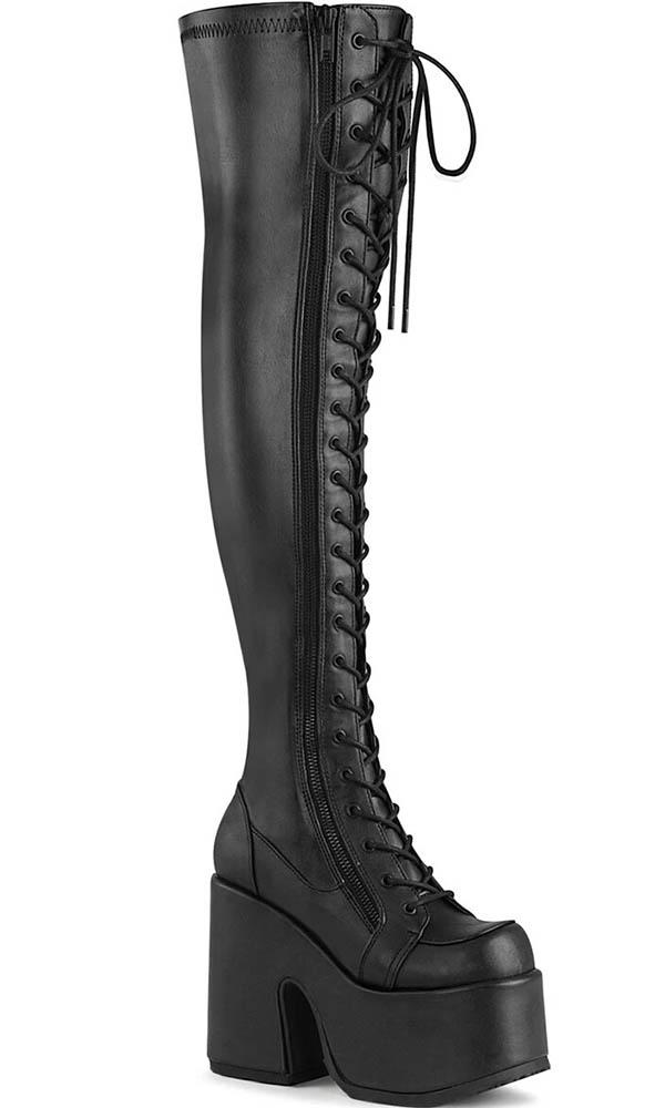 DEMONIA CAMEL-300 [Black] | BOOTS [IN STOCK] - PLATFORM BOOTS - Front View