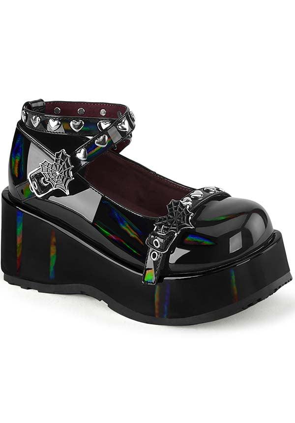 CUBBY-25 [Black Holo Patent] | FLATS [PREORDER] - Beserk - all, apr23, black, clickfrenzy15-2023, demonia shoes, discountapp, flats, flats [preorder], fp, googleshopping, holo, holographic, labelpreorder, labelvegan, ladies shoes, lolita, mary jane, mary janes, patent, platform, platform [preorder], platforms, platforms [preorder], ppo, preorder, shoe, shoes, spider web, spiderweb, spiderwebs
