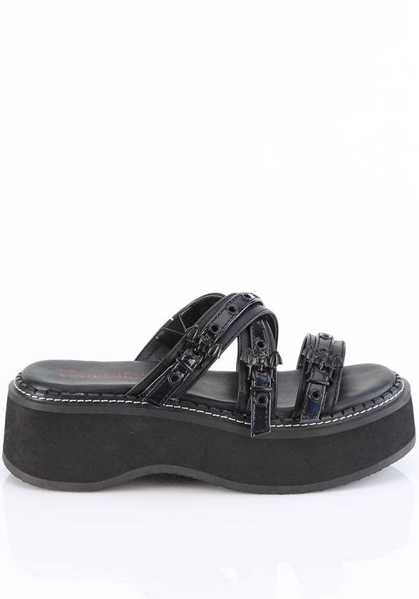 EMILY-07 [Black] | FLATS [PREORDER] - Beserk - all, bat, bats, black, clickfrenzy15-2023, demonia shoes, discountapp, flats, flats [preorder], fp, googleshopping, goth summer, holo, holographic, labelpreorder, labelvegan, ladies shoes, mar23, platform, platform [preorder], platforms, platforms [preorder], pool slides and slip ons, ppo, preorder, sandal, sandals, shoe, shoes, slides, summer, summer goth, vegan
