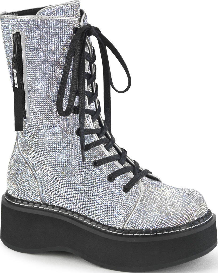 EMILY-362 [Silver Rhinestone] | PLATFORM BOOTS [IN STOCK]** at $135 only from Beserk