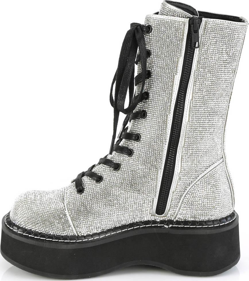 EMILY-362 [Silver Rhinestone] | PLATFORM BOOTS [IN STOCK]** at $135 only from Beserk