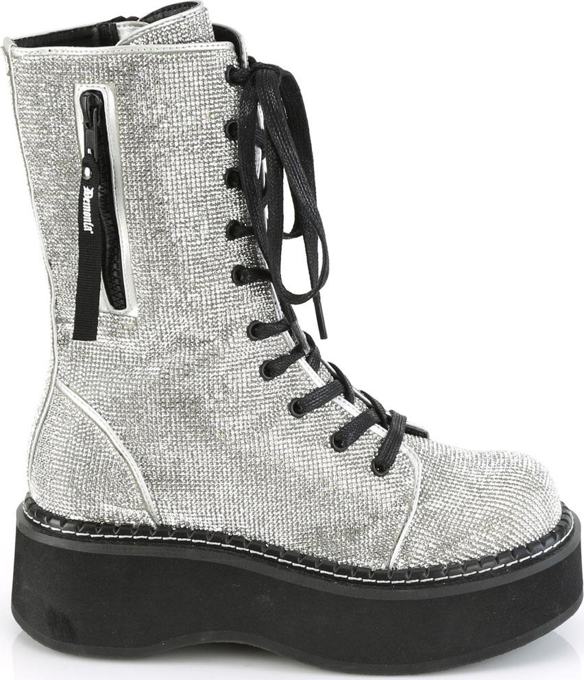 EMILY-362 [Silver Rhinestone] | PLATFORM BOOTS [IN STOCK]** at $135 only from Beserk