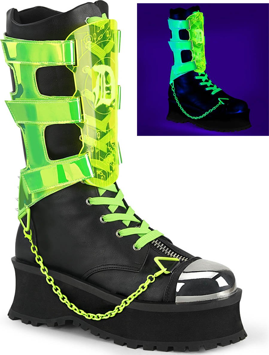 Demonia Shoes GRAVEDIGGER-255 Black Platform Boots Buy Online