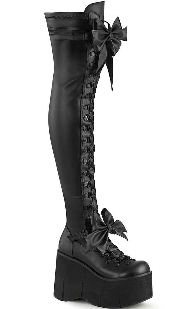 KERA-303 [Black] | PLATFORM BOOTS [IN STOCK]* - Beserk - all, apr21, archived, black, boot, boots, boots [in stock], bow, clickfrenzy15-2023, demonia, demonia shoes, eofy2022, eofysale10062022-25, goth, gothic, halloween, harajuku, in stock, instock, kawaii, labelinstock, labelvegan, lastonesale, lolita, matte, mysterypack2023, platform, platforms, platforms [in stock], sale, sale shoes, shoes, thigh high boots, vegan, winter