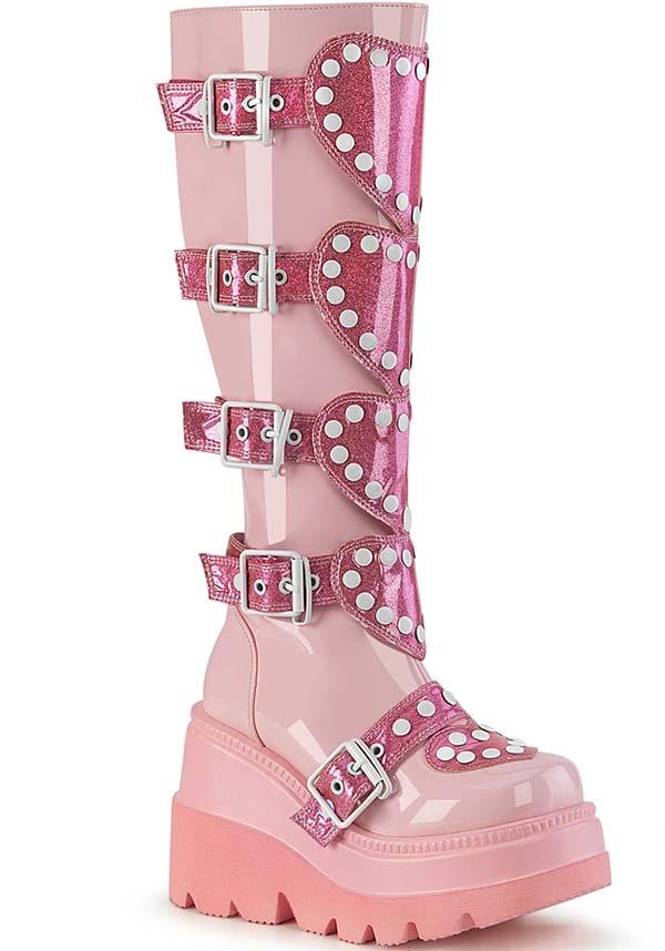 Trinity Boots Demonia Pink Glitter Boots Demonia Botas Pink