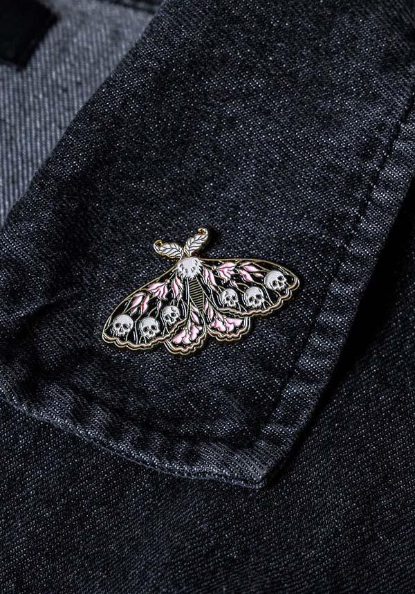 Moth &amp; Skulls | ENAMEL PIN - Beserk - accessories, all, apr23, black, christmas gift, christmas gifts, clickfrenzy15-2023, death moth, discountapp, EC7595, enamel, enamel pin, flower, flowers, fp, gift, gift idea, gift ideas, gifts, googleshopping, goth, gothic, gothic accessories, gothic gifts, ladies accessories, mens accessories, mens gift, moth, pin, pink, pins, pins and badges, R040423, skull, skulll, skulls