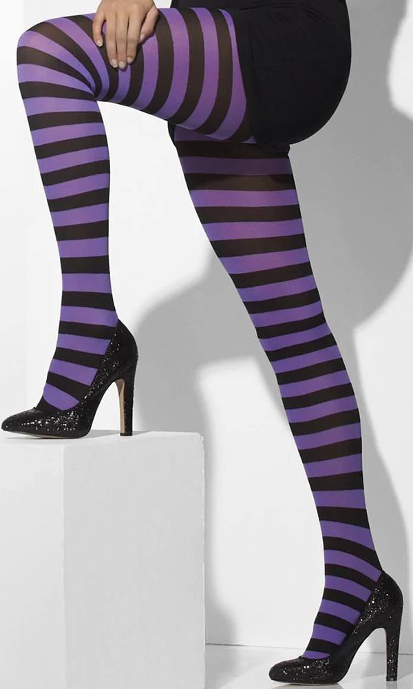 Striped Opaque [Purple And Black] | TIGHTS at $10.95 only from Beserk