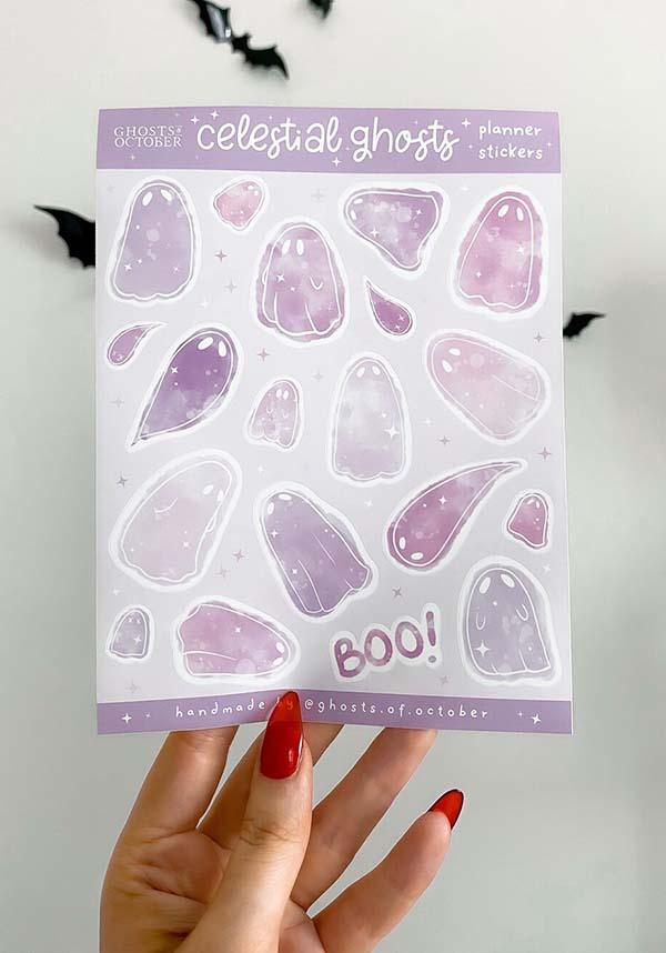 Celestial Ghosts [Lilac] | PLANNER STICKER - Beserk - all, apr23, celestial, christmas gift, christmas gifts, discountapp, fp, ghost, ghostsofoctober, gift, gift idea, gift ideas, gifts, GO00028, googleshopping, goth, gothic, gothic gifts, gothic homeware, gothic homewares, halloween homeware, halloween homewares, home, homeware, homewares, kawaii, kids gifts, lilac, office, office and stationery, purple, R200423, star, stars, stationary, stationery, sticker, sticker sheet, stickers, witchy