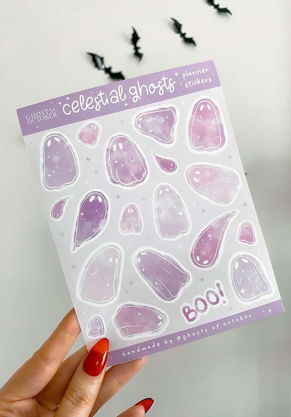 Celestial Ghosts [Lilac] | PLANNER STICKER - Beserk - all, apr23, celestial, christmas gift, christmas gifts, discountapp, fp, ghost, ghostsofoctober, gift, gift idea, gift ideas, gifts, GO00028, googleshopping, goth, gothic, gothic gifts, gothic homeware, gothic homewares, halloween homeware, halloween homewares, home, homeware, homewares, kawaii, kids gifts, lilac, office, office and stationery, purple, R200423, star, stars, stationary, stationery, sticker, sticker sheet, stickers, witchy