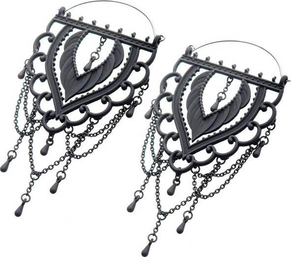 Chandelier [Matte Black] | PLUG HOOP EARRINGS* at $17 only from Beserk