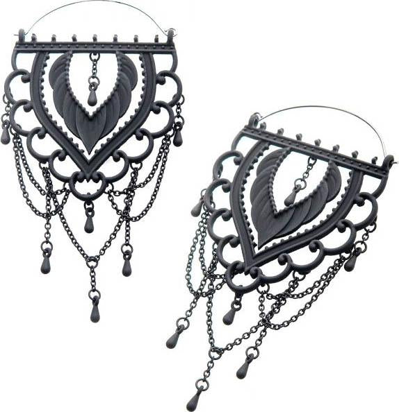 Chandelier [Matte Black] | PLUG HOOP EARRINGS* at $17 only from Beserk