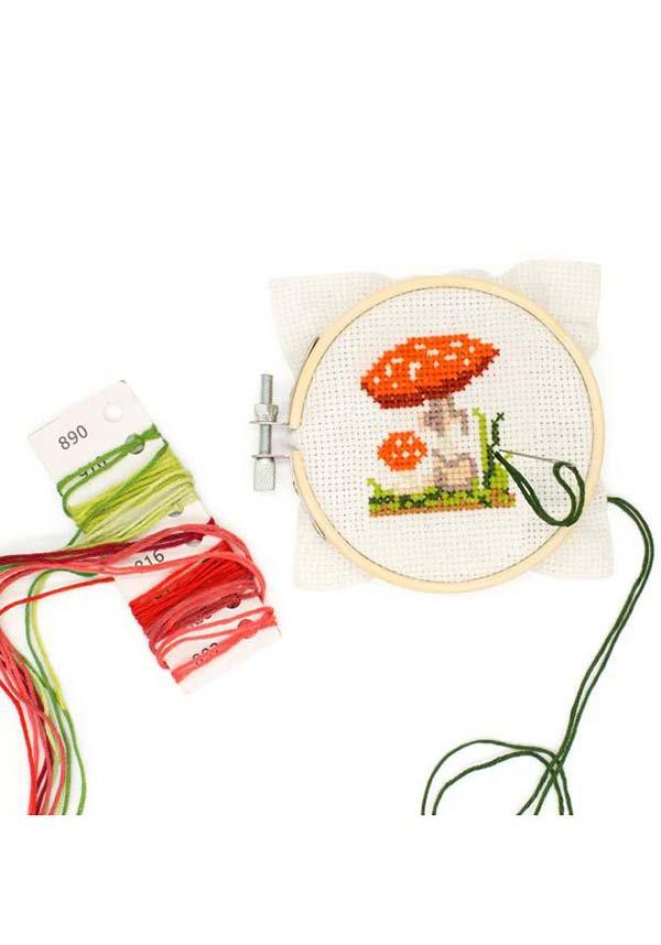 Mushroom | MINI CROSS STITCH EMBROIDERY KIT - Beserk - all, apr23, christmas gift, christmas gifts, cottagecore, cpgstinc, discountapp, embroidery, fp, gift, gift idea, gift ideas, gifts, googleshopping, goth, gothic, gothic gifts, isalbi, isgift, ISINV1152976, mothers day, mothersday, mushroom, mushrooms, novelty, R150423