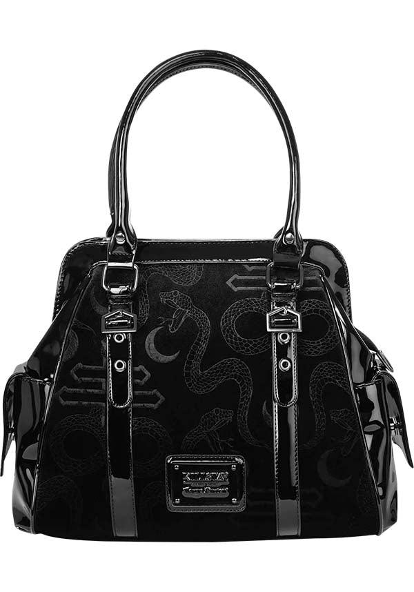 Time Warp | HANDBAG - Beserk - accessories, all, apr23, bag, bags, discountapp, fp, googleshopping, goth, gothic, gothic accessories, gothic bag, hand bag, handbag, handbags, handbags and purses, kill star, killstar, KS1069211, labelvegan, ladies accessories, mothers day, mothersday, patent, R230423, shoulder bag, snake, symbol, vegan, velvet, witchy