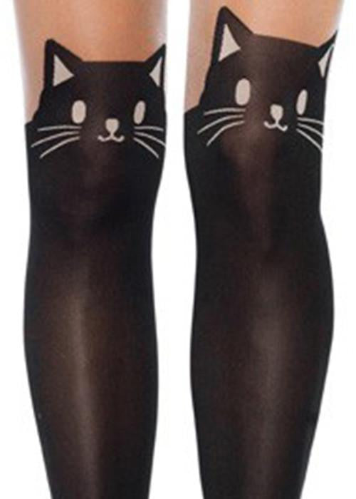 Home All Black Cat Spandex Opaque | PANTYHOSE