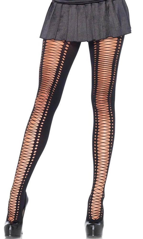 Spandex Seamless Opaque Faux Lace Up | TIGHTS* at $18.95 only from Beserk