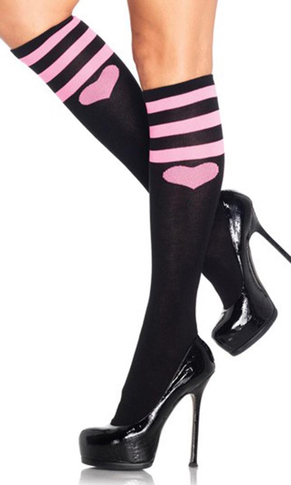 Sweetheart Athletic [Black-Pink] | KNEE HIGH SOCKS* at $12.95 only from Beserk