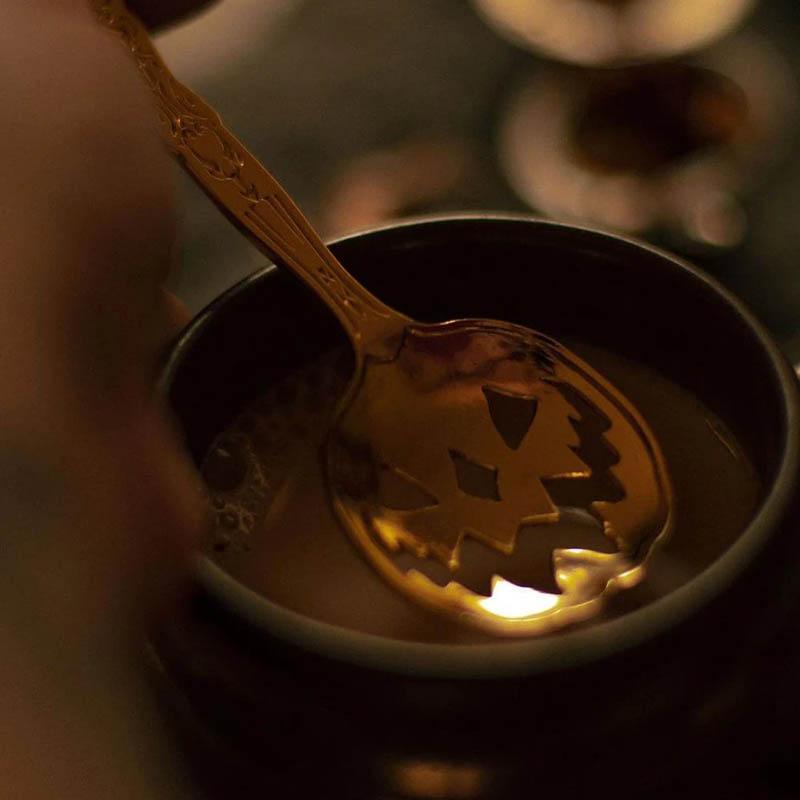 Haunted Hallows [Gold] | TEA SPOON* - Beserk - all, aug21, christmas gift, clickfrenzy15-2023, discountapp, eofy2023, eofy2023thur22-30, exclusive, gift, gift idea, gifts, gold, goth, gothic, gothic gifts, gothic homewares, halloween, halloween homeware, home, homeware, homewares, IMG2023, jack o lantern, jackolantern, kitchen, labelexclusive, lively ghosts, mothersday, mothersdaycosy, pumpkin, R010821, sale, spoon, teaspoon, utensil, winter, winter homewares