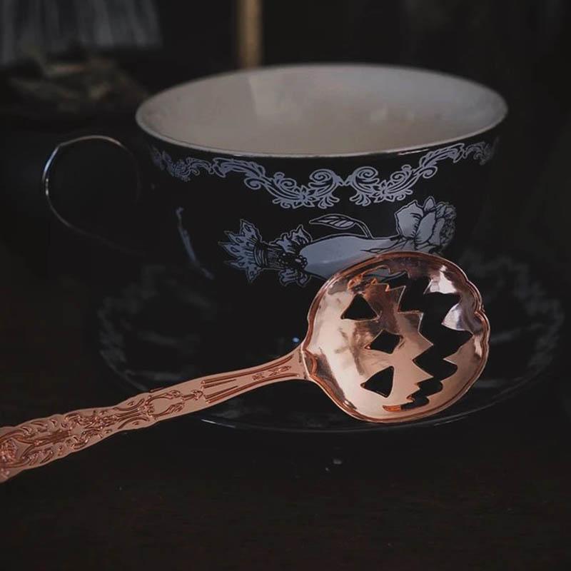 Haunted Hallows [Rose Gold] | TEA SPOON* - Beserk - all, aug21, christmas gift, clickfrenzy15-2023, discountapp, eofy2023, eofy2023thur22-30, exclusive, gift, gift idea, gifts, goth, gothic, gothic gifts, gothic homewares, halloween, halloween homeware, home, homeware, homewares, IMG2023, jack o lantern, jackolantern, kitchen, labelexclusive, lively ghosts, mothersday, mothersdaycosy, pumpkin, R010821, rose gold, sale, spoon, teaspoon, utensil, winter, winter homewares
