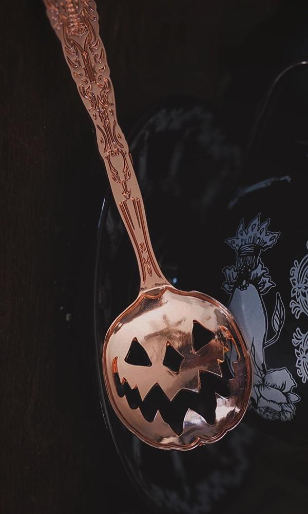 Haunted Hallows [Rose Gold] | TEA SPOON* - Beserk - all, aug21, christmas gift, clickfrenzy15-2023, discountapp, eofy2023, eofy2023thur22-30, exclusive, gift, gift idea, gifts, goth, gothic, gothic gifts, gothic homewares, halloween, halloween homeware, home, homeware, homewares, IMG2023, jack o lantern, jackolantern, kitchen, labelexclusive, lively ghosts, mothersday, mothersdaycosy, pumpkin, R010821, rose gold, sale, spoon, teaspoon, utensil, winter, winter homewares