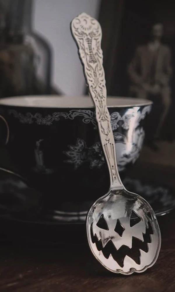 Haunted Hallows [Silver] | TEA SPOON* - Beserk - all, aug21, christmas gift, clickfrenzy15-2023, discountapp, eofy2023, eofy2023thur22-30, exclusive, gift, gift idea, gifts, goth, gothic, gothic gifts, gothic homewares, halloween, halloween homeware, home, homeware, homewares, IMG2023, jack o lantern, jackolantern, kitchen, labelexclusive, lively ghosts, mothersday, mothersdaycosy, pumpkin, R010821, sale, silver, spoon, teaspoon, utensil, winter, winter homewares