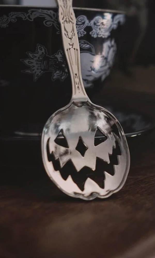 Haunted Hallows [Silver] | TEA SPOON* - Beserk - all, aug21, christmas gift, clickfrenzy15-2023, discountapp, eofy2023, eofy2023thur22-30, exclusive, gift, gift idea, gifts, goth, gothic, gothic gifts, gothic homewares, halloween, halloween homeware, home, homeware, homewares, IMG2023, jack o lantern, jackolantern, kitchen, labelexclusive, lively ghosts, mothersday, mothersdaycosy, pumpkin, R010821, sale, silver, spoon, teaspoon, utensil, winter, winter homewares