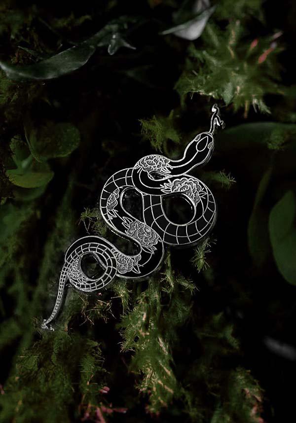 Snake Charmer [Ghastly Grey] | PIN - Beserk - accessories, all, all ladies, apr23, black and white, christmas gift, christmas gifts, discountapp, enamel pin, exclusive, fp, gift, gift idea, gift ideas, gifts, googleshopping, gothic accessories, gothic gifts, gray, grey, labelexclusive, ladies, ladies accessories, LG25171, lively ghosts, mens accessories, mens gifts, pin, pins, pins and badges, R250423, snake