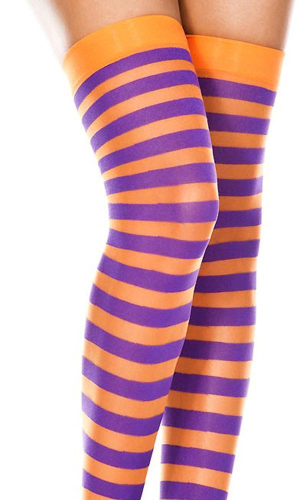 Opaque Striped [Orange/Purple] | THIGH HIGH* at $12.95 only from Beserk