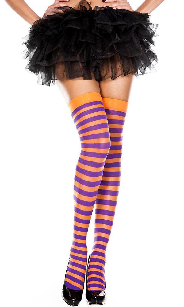 Opaque Striped [Orange/Purple] | THIGH HIGH* at $12.95 only from Beserk