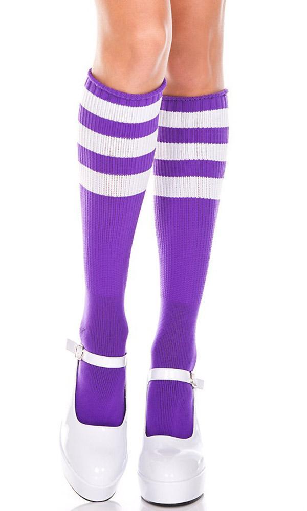 Triple Stripe [Purple/White] | KNEE HIGH SOCKS* at $12.95 only from Beserk
