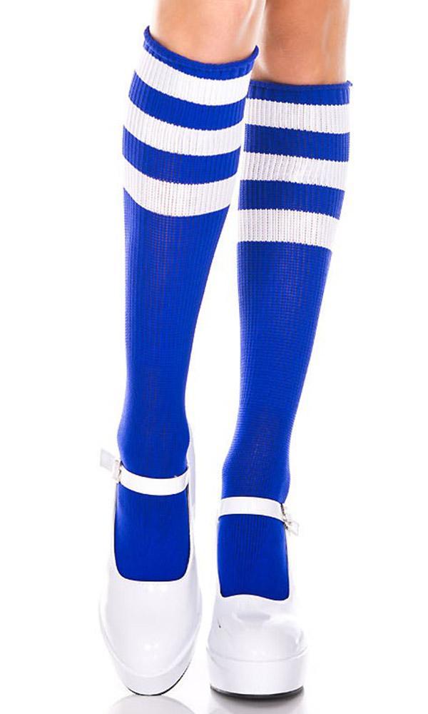 Triple Stripe [Royal Blue/White] | KNEE HIGH SOCKS at $12.95 only from Beserk
