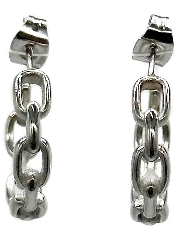 Chained Up | CHAIN EARRINGS - Beserk - accessories, all, all ladies, chain, christmas gift, christmas gifts, clickfrenzy15-2023, discountapp, earrings, edgy, feb23, fp, gift, gift idea, gift ideas, gifts, googleshopping, goth, gothic, gothic accessories, gothic gifts, jewellery, jewelry, ladies, ladies accessories, mens accessories, metal, mothers day, mothersday, MYSD478, mysticumluna, punk, R260223, silver