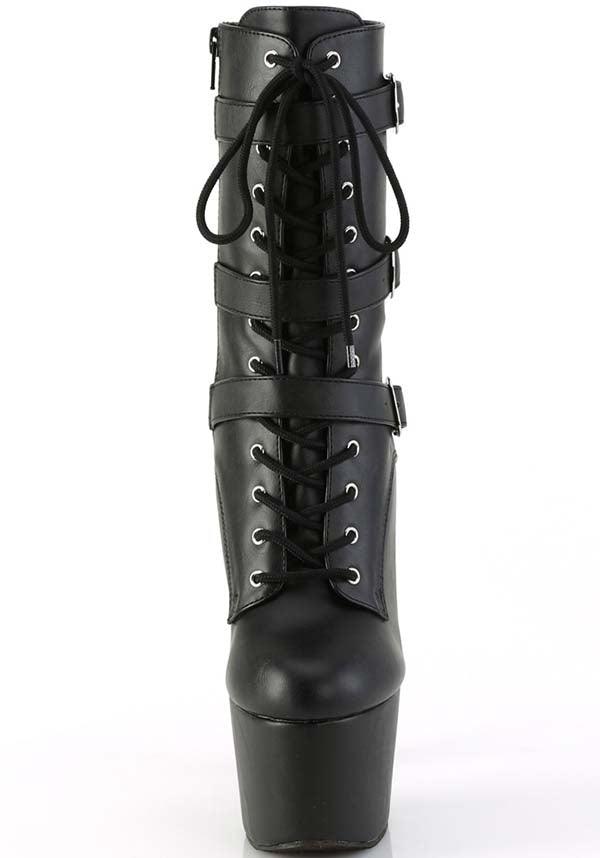 ADORE-1043 [Black] | PLATFORM BOOTS [PREORDER] - Beserk - all, ankle boots, apr23, black, boots, boots [preorder], buckle, buckles, clickfrenzy15-2023, discountapp, fp, googleshopping, heel, heeled, heeled boots, heels, heels [preorder], labelpreorder, matte, platform boots, platform heels, pole, pole dancing, ppo, preorder, shoes, stripper, vegan