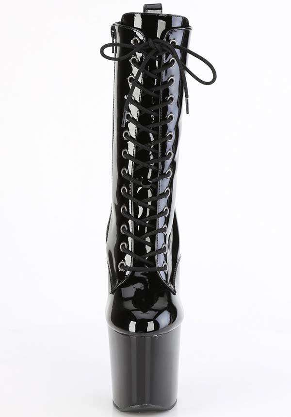 CRAZE-1040 [Black Patent] | PLATFORM BOOTS [PREORDER] - Beserk - all, ankle boots, apr23, black, boot, boots, boots [preorder], clickfrenzy15-2023, discountapp, fetish, fp, googleshopping, heelless, heels [preorder], labelpreorder, ladies shoes, patent, platform boots, ppo, preorder, shoe, shoes, vegan