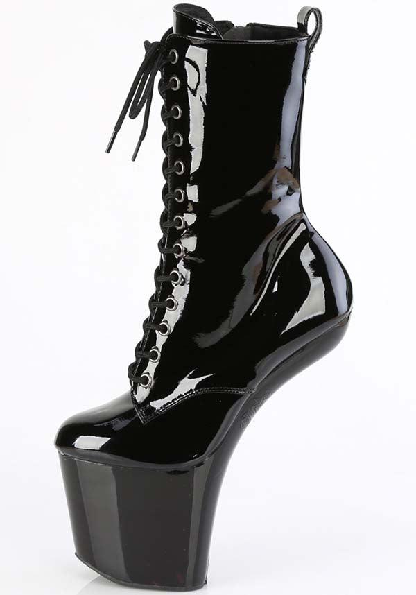 CRAZE-1040 [Black Patent] | PLATFORM BOOTS [PREORDER] - Beserk - all, ankle boots, apr23, black, boot, boots, boots [preorder], clickfrenzy15-2023, discountapp, fetish, fp, googleshopping, heelless, heels [preorder], labelpreorder, ladies shoes, patent, platform boots, ppo, preorder, shoe, shoes, vegan