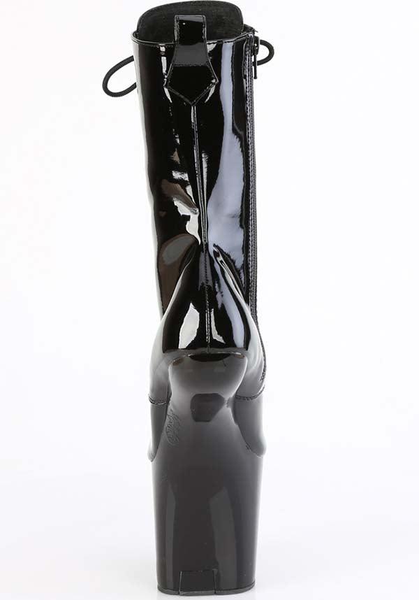 CRAZE-1040 [Black Patent] | PLATFORM BOOTS [PREORDER] - Beserk - all, ankle boots, apr23, black, boot, boots, boots [preorder], clickfrenzy15-2023, discountapp, fetish, fp, googleshopping, heelless, heels [preorder], labelpreorder, ladies shoes, patent, platform boots, ppo, preorder, shoe, shoes, vegan