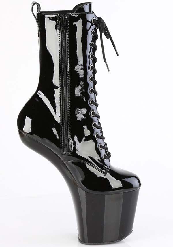 CRAZE-1040 [Black Patent] | PLATFORM BOOTS [PREORDER] - Beserk - all, ankle boots, apr23, black, boot, boots, boots [preorder], clickfrenzy15-2023, discountapp, fetish, fp, googleshopping, heelless, heels [preorder], labelpreorder, ladies shoes, patent, platform boots, ppo, preorder, shoe, shoes, vegan
