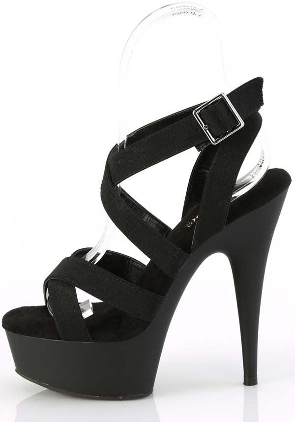 Pleaser - DELIGHT-638 Black Elastic Heels - Buy Online Australia