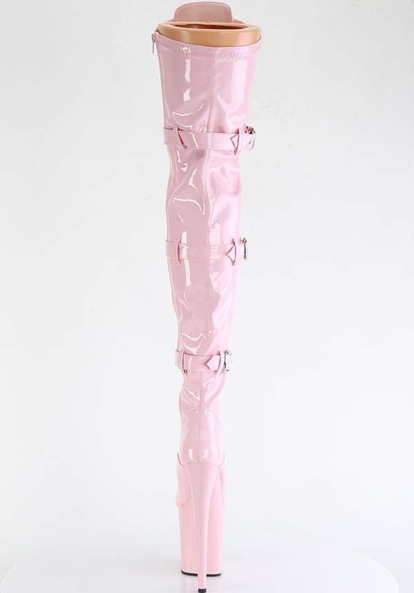 Pleaser FLAMINGO-3028 Baby Pink Patent Platform Boots Buy