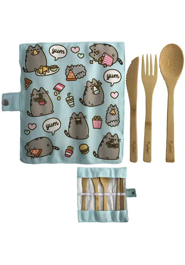 Pusheen the Cat Foodie Bamboo | CUTLERY SET - Beserk - all, cat, cats, christmas gift, christmas gifts, clickfrenzy15-2023, cute, cute animals, cutlery, discountapp, fork, fp, gift, gift idea, gift ideas, gifts, googleshopping, home, homeware, homewares, kids gift, kids gifts, kids homewares, knife, mar23, picnic, PU000030473, puckator, pusheen, R050323, reusable, spoon, straws, travel