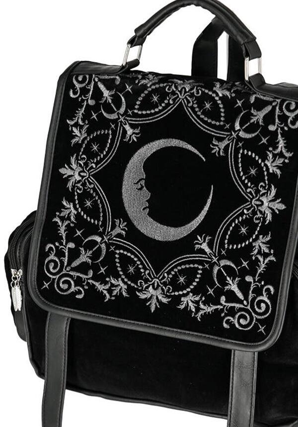 Crescent | SQUARE BACKPACK - Beserk - accessories, all, all ladies, apr23, back bag, back pack, backpack, bag, bags, black, clickfrenzy15-2023, crescent moon, discountapp, fp, googleshopping, goth, gothic, gothic accessories, gothic bag, gray, grey, heart, heart shape, labelvegan, ladies, ladies accessories, mens accessories, moon, moon phase, ornate, R020423, RS218094, vegan, velvet