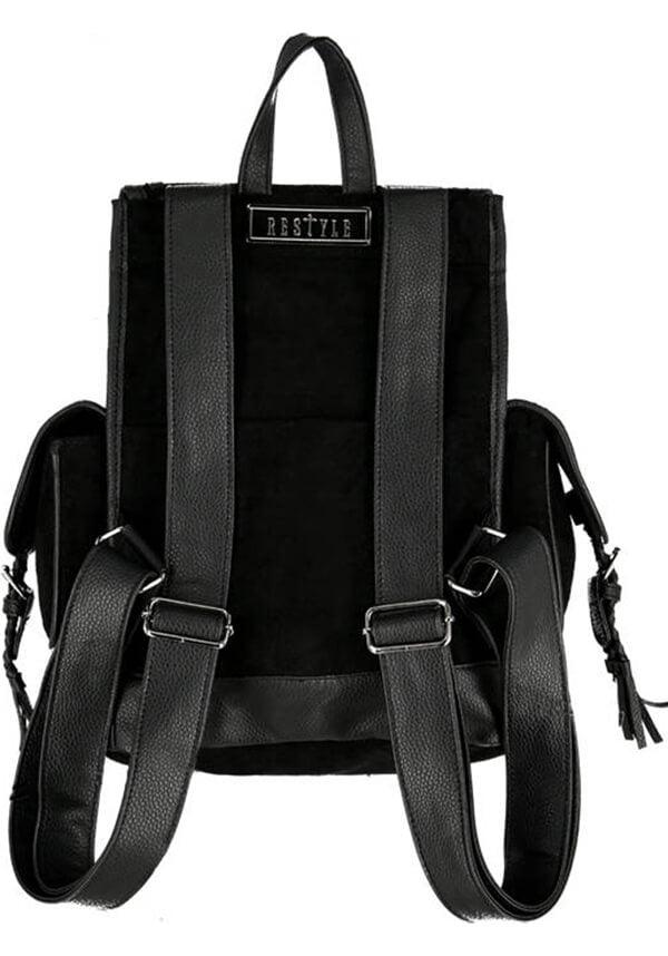 Herbal | BACKPACK - Beserk - accessories, all, all ladies, apr23, back bag, back pack, backpack, bag, bags, black, clickfrenzy15-2023, crescent moon, discountapp, fern, fp, googleshopping, goth, gothic, gothic accessories, gothic bag, labelvegan, ladies, ladies accessories, mens accessories, moon, moon phase, R020423, RS218094, star, stars, tassel, vegan, velvet, witchy