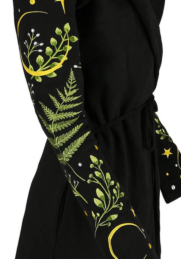 Herbal Fern | LONG HOODIE - Beserk - all, all clothing, all ladies clothing, apr23, black, clothing, crescent moon, discountapp, emo, fern, fp, goth, gothic, hooded jumper, hoody, jackets and jumpers, jumpers and jackets, ladies clothing, ladies outerwear, moon, moon phase, mothers day, mothersday, mothersdaycosy, outerwear, plus, plus size, R230423, restyle, RS218831, star, stars, winter, winter clothing, winter wear, witchy, women, womens, womens hoodie
