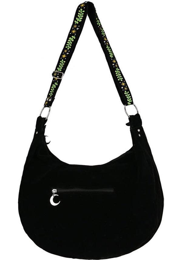 Herbal | HOBO BAG - Beserk - accessories, all, all ladies, apr23, bag, bags, black, clickfrenzy15-2023, crescent moon, discountapp, fern, fp, googleshopping, goth, gothic, gothic accessories, gothic bag, labelvegan, ladies, ladies accessories, mens accessories, moon, moon phase, mothersdayplant, plant, plants, R020423, RS218094, star, stars, vegan, velvet, witchy