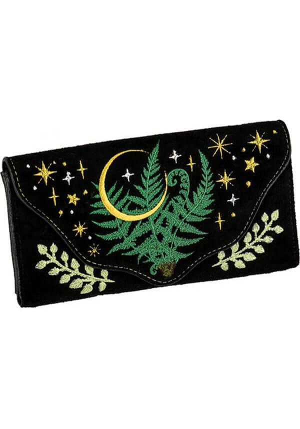 Herbal | WALLET - Beserk - all, apr23, clickfrenzy15-2023, crescent moon, discountapp, fern, fp, googleshopping, goth, gothic, handbags and purses, labelvegan, moon, moon phase, mothersdayplant, plant, purse, R020423, restyle, RS218094, star, stars, suede, vegan, wallet, wallets, wallets and purse, wallets and purses, witchy