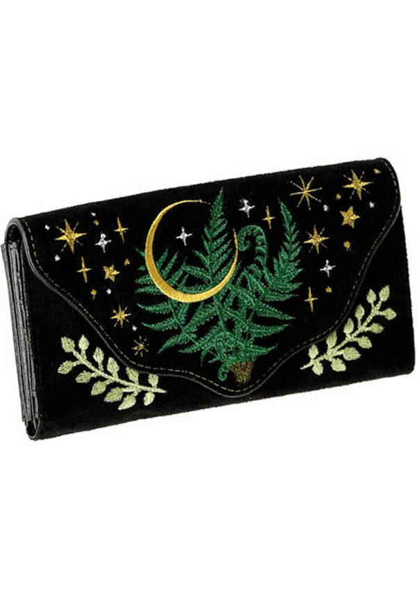Herbal | WALLET - Beserk - all, apr23, clickfrenzy15-2023, crescent moon, discountapp, fern, fp, googleshopping, goth, gothic, handbags and purses, labelvegan, moon, moon phase, mothersdayplant, plant, purse, R020423, restyle, RS218094, star, stars, suede, vegan, wallet, wallets, wallets and purse, wallets and purses, witchy