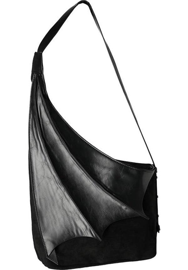 Winged | HOBO BAG - Beserk - accessories, all, all ladies, apr23, bag, bags, bat wing, bat wings, batwing, batwings, black, clickfrenzy15-2023, discountapp, fp, googleshopping, goth, gothic, gothic accessories, gothic bag, hand bag, handbag, handbags, handbags and purses, labelvegan, ladies, ladies accessories, mens accessories, R020423, RS218094, suede, vegan