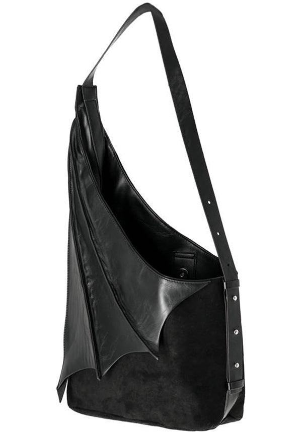 Winged | HOBO BAG - Beserk - accessories, all, all ladies, apr23, bag, bags, bat wing, bat wings, batwing, batwings, black, clickfrenzy15-2023, discountapp, fp, googleshopping, goth, gothic, gothic accessories, gothic bag, hand bag, handbag, handbags, handbags and purses, labelvegan, ladies, ladies accessories, mens accessories, R020423, RS218094, suede, vegan